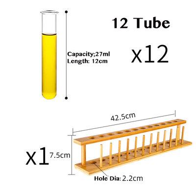 Wooden Rack with Borosilicate Glass Test Tubes, Labs Premium Wooden Test Tube Rack