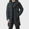 Men's Mid-Length Hooded Cotton-Padded Jacket - Solid Color Winter Coat