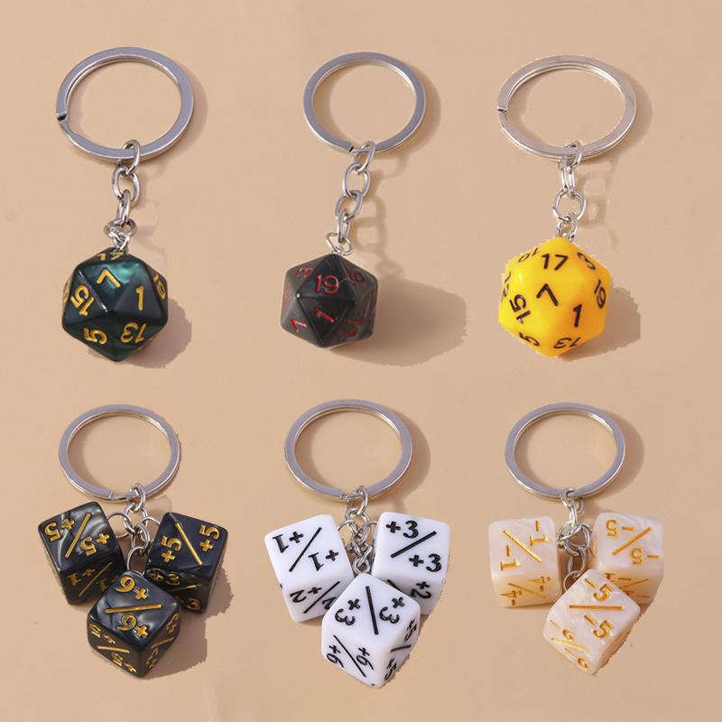 Cuet Resin Geometric Dice Keychain Keyring Pendants for Women Men Car Key Holder Handbag Pendants Charms DIY Jewelry Gifts