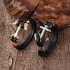 Men's Stainless Steel Leather Bracelet Woven Anchor Wolf Head Bracelet Fashionable Retro Geometric Style Unisex Hand Accessory