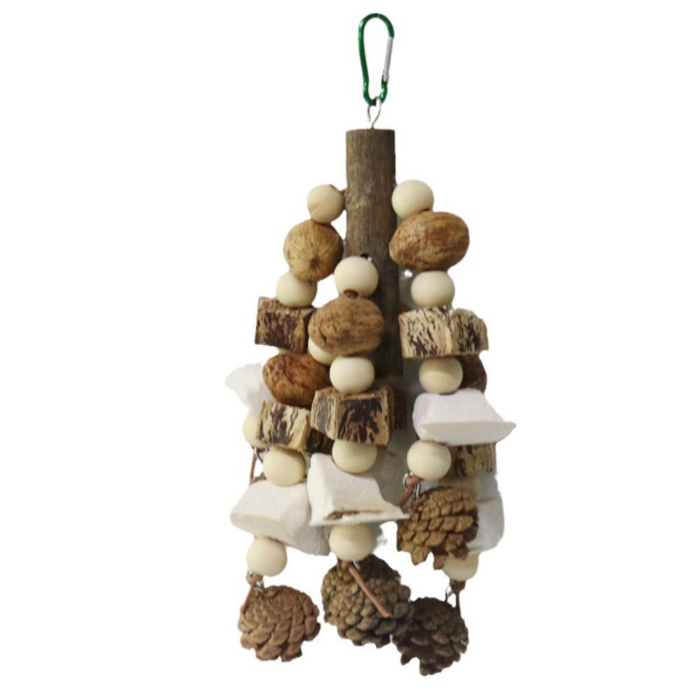 

Bird Toys with Pinecones Cuttlefish Bones Beech Wood Nuts Teething Chew Toy For Parrot Parakeets Cockatiels Love Birds Supplies