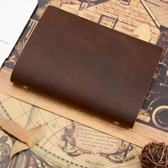 A5 Genuine Leather Retro Loose-Leaf Notebook with Crazy Horse Leather – Office Business Journal Diary
