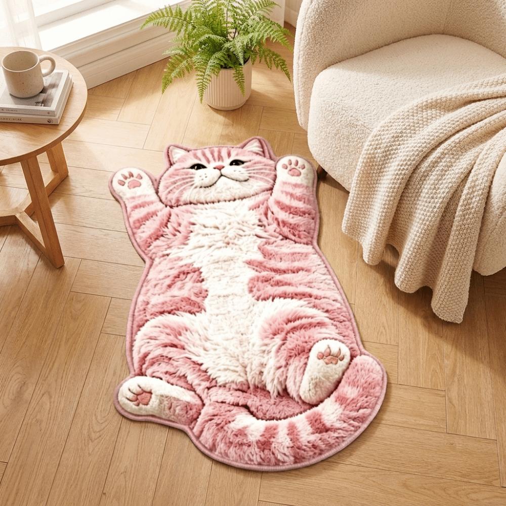 2D Home Decor Carpet Non-Slip Cartoon Carpet Soft Cat-Shaped Area Rug  Living Rooms