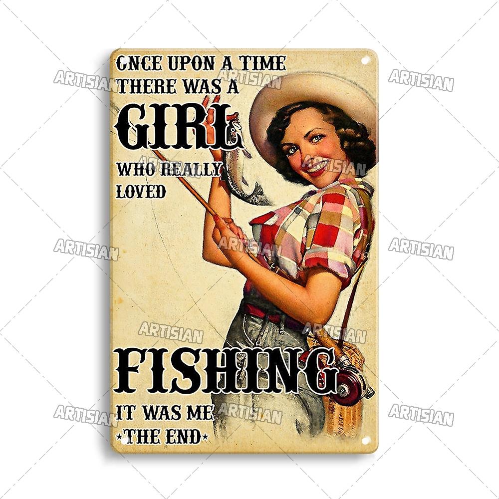 Artisian Fishing Metall-Poster, Sport, Weißblech, Köder, dekoratives Schild, Wanddekoration, Garage, Bar, Pub, Club, Hotel, Café, Küche, Zuhause