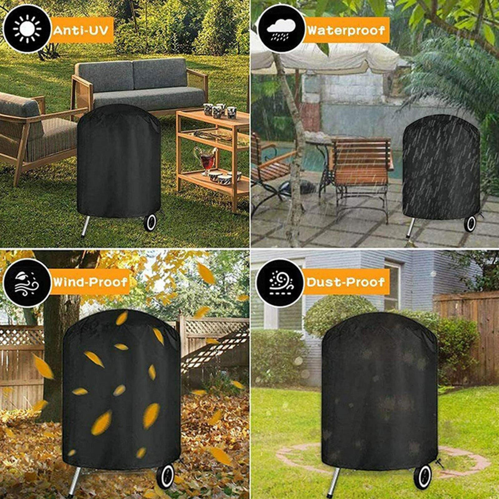 

Barbecue Cover Round BBQ Grill Resistant Lightweight Outdoor Sturdy Waterproof Circular Style C