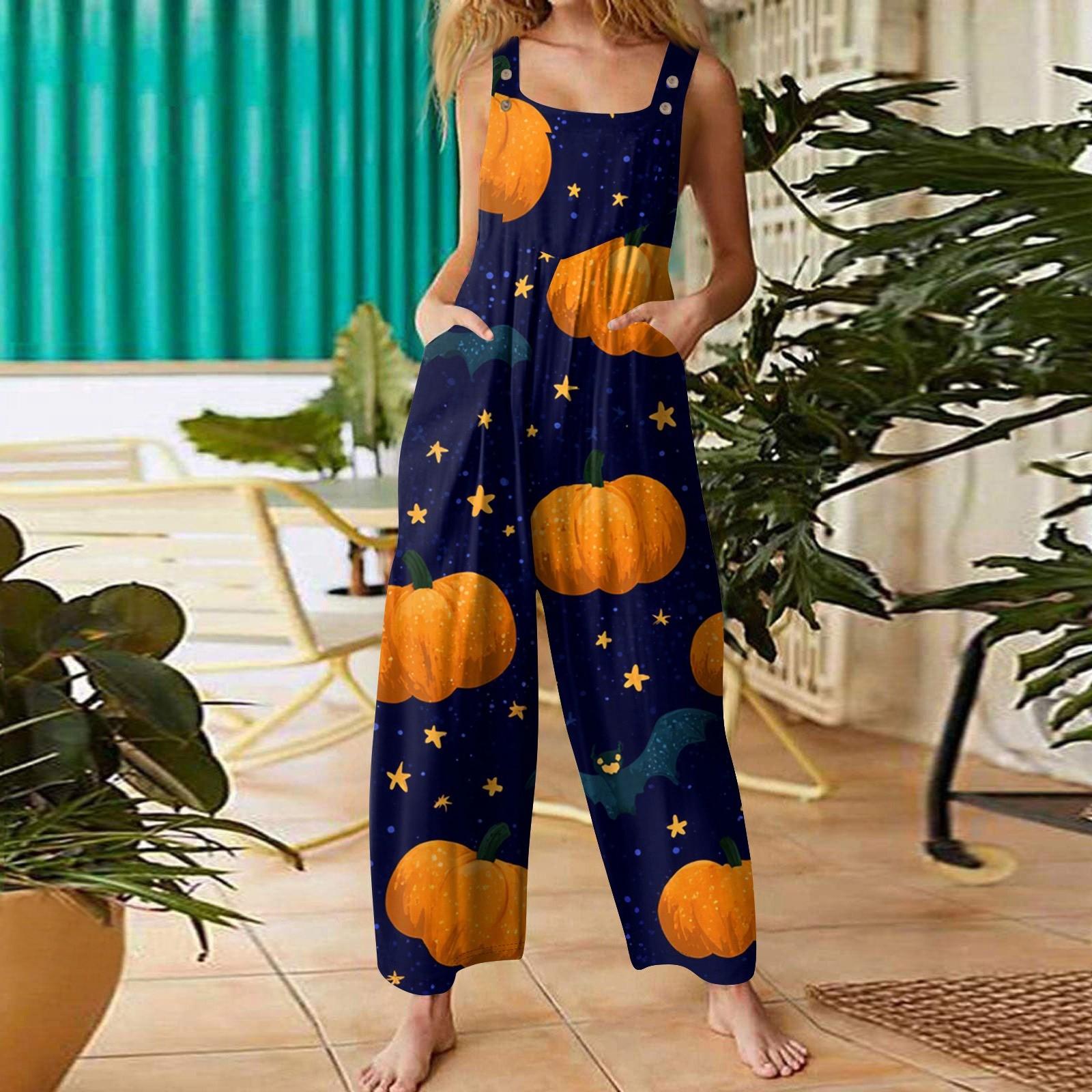 

Женская мода ул.. Повседневный свободный ретро-комбинезон с подтяжками и принтом ко Дню Святого Патрика S