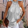 Top Pullover Lento Pieghettato Fuori Spalla da Donna Estivo Senza Maniche con Scollo all'Americana Abbigliamento da Donna