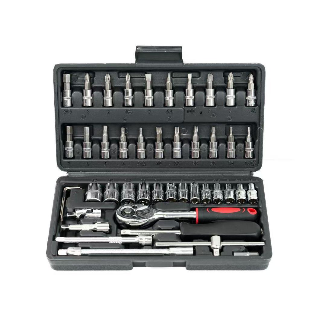 46-Piece Ratchet Socket Wrench Tool Set for Auto & Motorcycle Repair