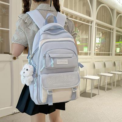 Letter Print Campus Backpack Large Capacity Junior Senior High School Student Schoolbag