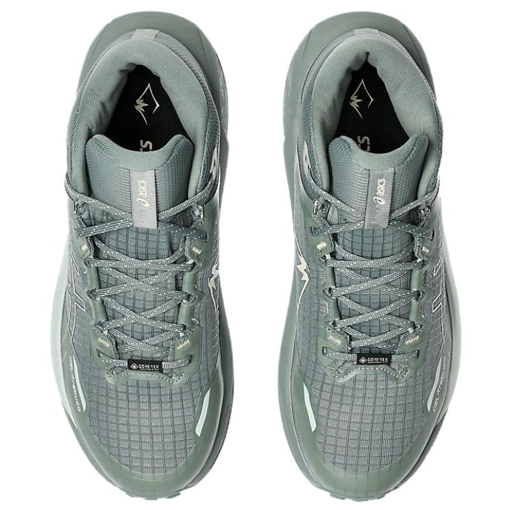 Asics GEL TRABUCO Wear Resistant And Waterproof Mid Top Trail Running Shoes Men's Gray Green Sneakers 1011C085-400