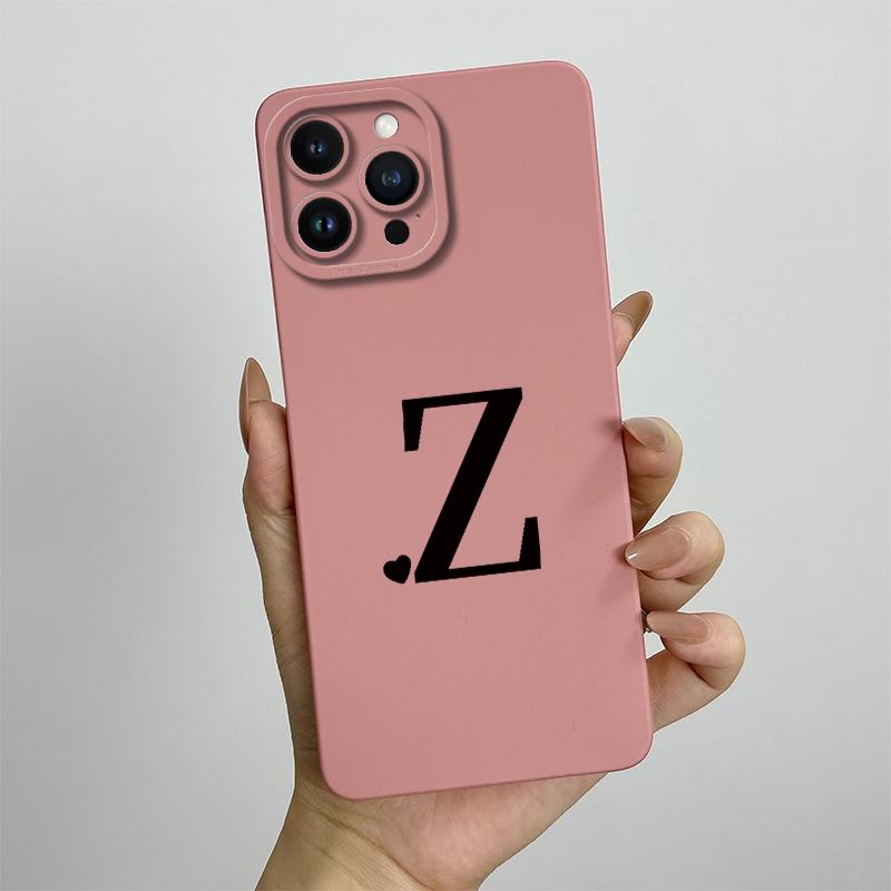 For iPhone 13 Pro Max Case iPhone 13 Pro Cover Cute Couple Initial Letters Square Skin Phone Case Matte Shockproof Back Cover