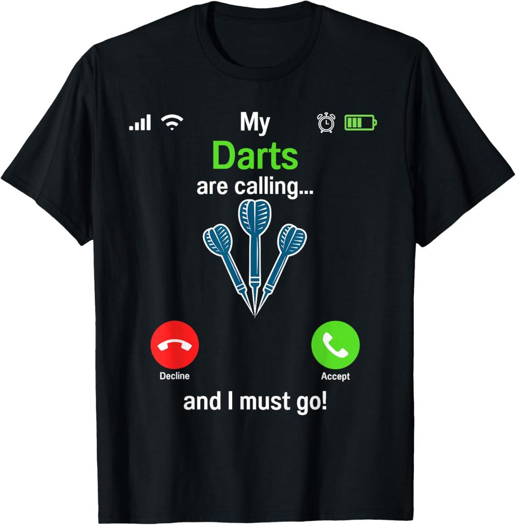 Darts Dartboard Calling Funny Dart Player Team Darts Player T-Shirt Mens Clothing Tops Graphic T Shirts Camisas Streetwear