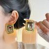 Retro Smooth Geometric Block Acrylic Crystal Stud Earrings Exaggerated Personality Long Earrings High Sense Jewelry Accessories