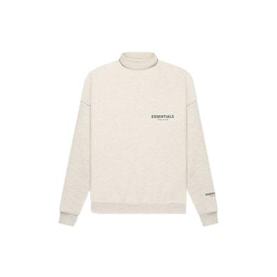 Fear of God Essentials High Neck Reflective Logo Solid Color Fleece Hoodie Unisex Tops Light-Oatmeal FOG-FW21-186
