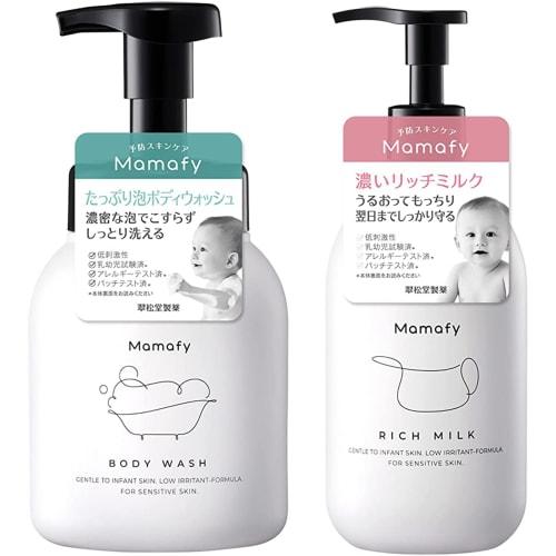 

Mamafy Starter Set 1 (Body Wash 450ml & Rich Milk 350g) Skin Care Set for Babies (Dense Foam / Soft, Very Moisturizing) Bulk Purchase (Additive-Free /