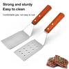 Stainless Steel with Frying Spatula Wooden Handle Non-stick Hamburger Turner Steak Pancake Burger