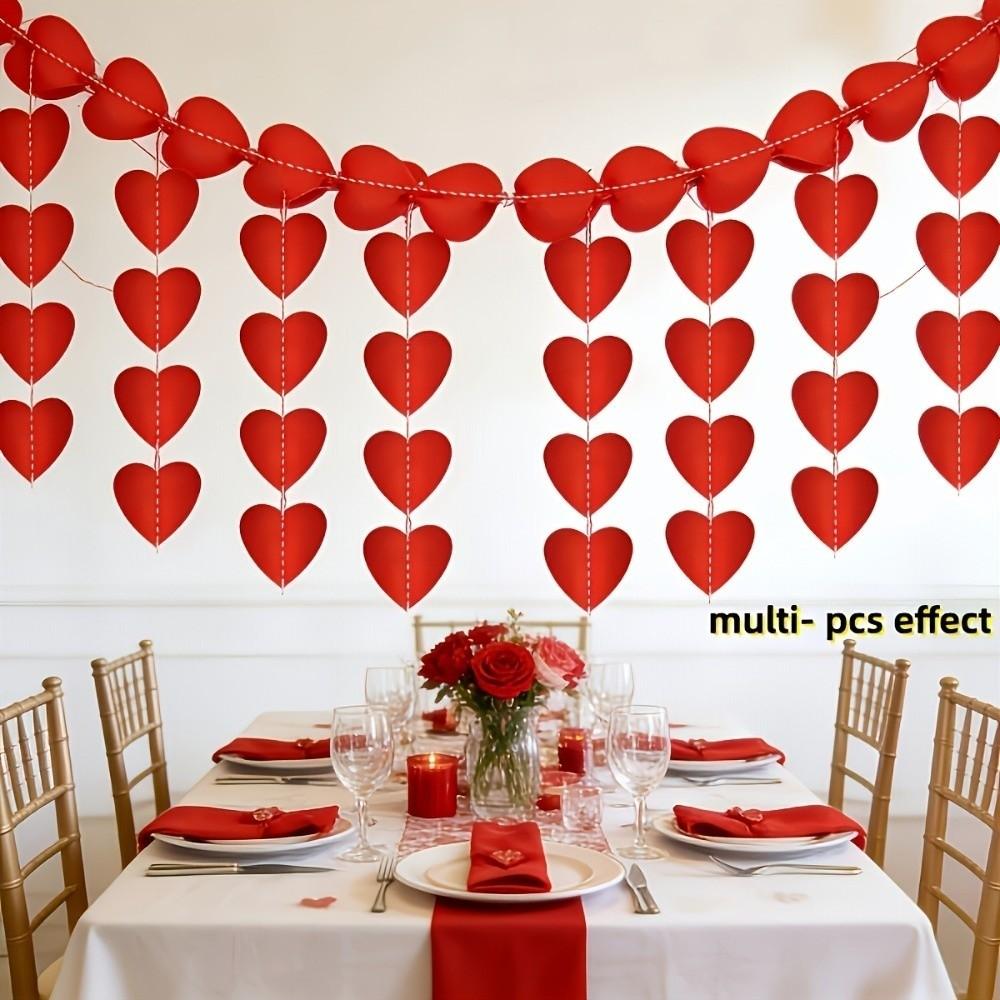 2m 6.5ft Heart String Romantic Valentines Day Decoration Hanging Love Streamer Birthday Party