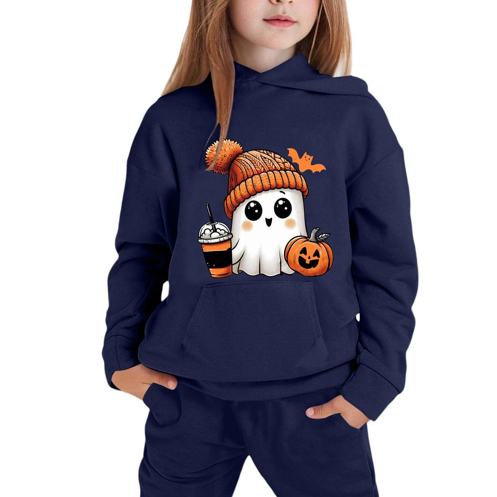 Kids Pullover Hoodie with Halloween Print for Boys Girls
