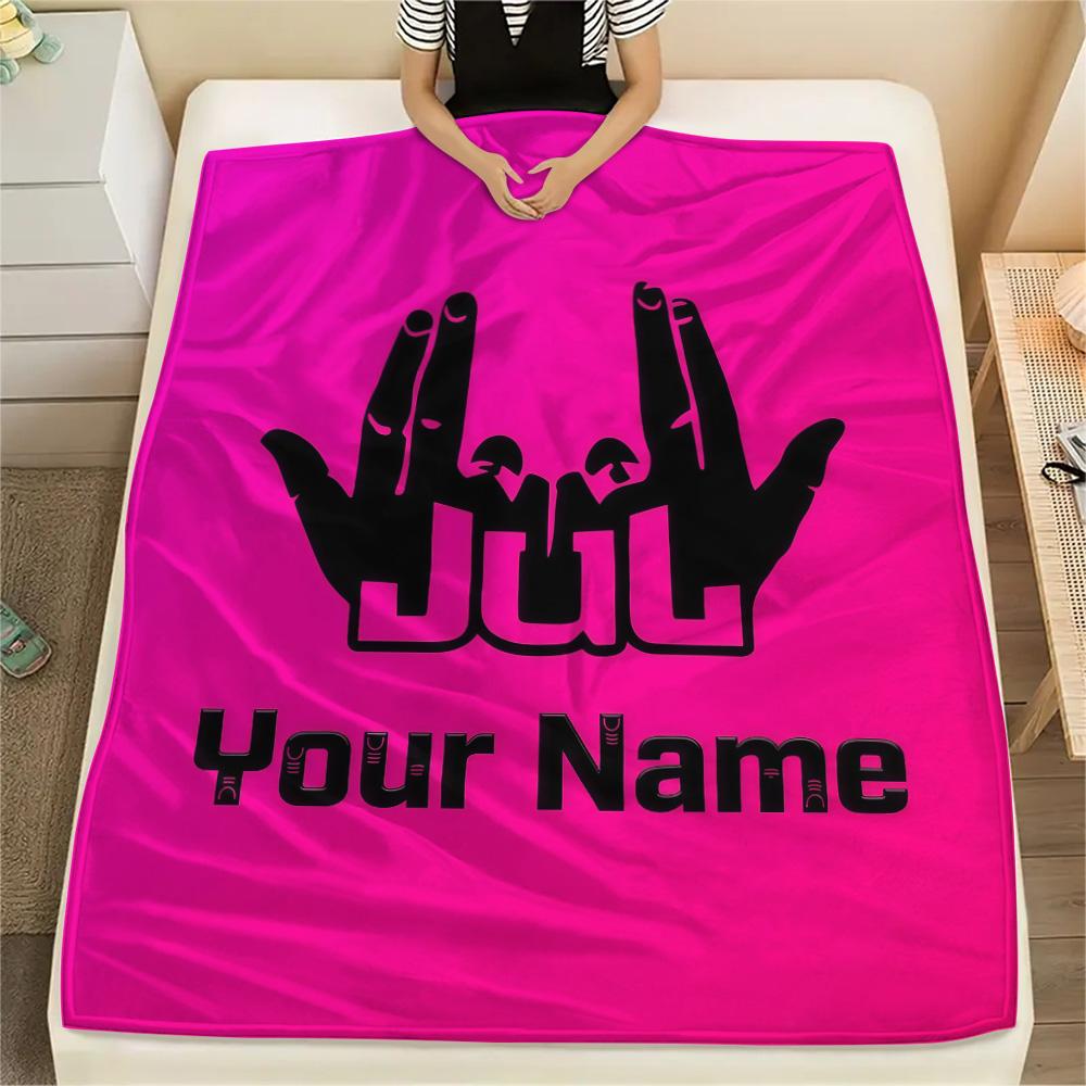1PC Custom Name JuL C'est Pas Des Lol Patterned Flannel Blanket Suitable For All Seasons for Home Decor Warmth and Comfort Gifts Holiday Present -HE72