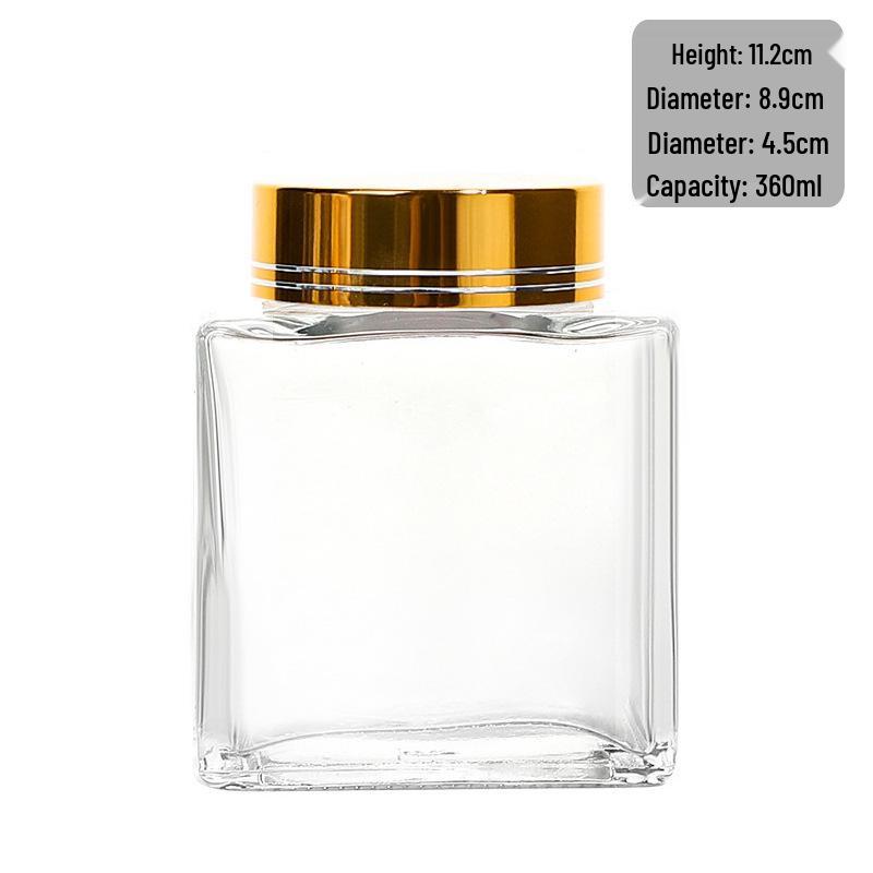 New Wide Mouth Transparent Honey Glass Jar - Thick Square Design for Bird's Nest and Jam