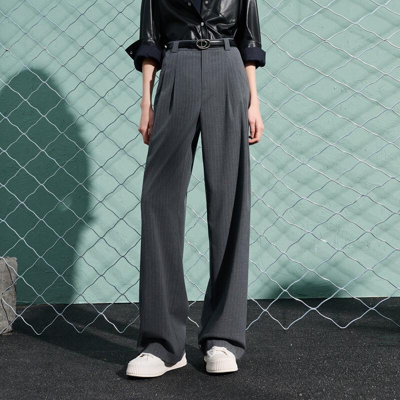 Women s Striped High-Waist Loose Straight-Leg Pants M (160/68A)