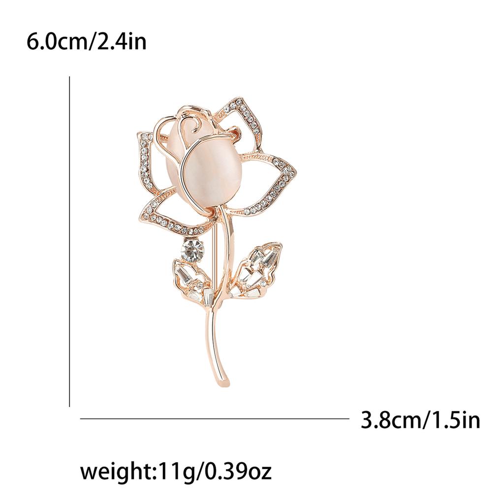 Alloy Rhinestone Opal Tulip Brooch Fashion Temperament Women'S Clothing Corsage Ornament Pin