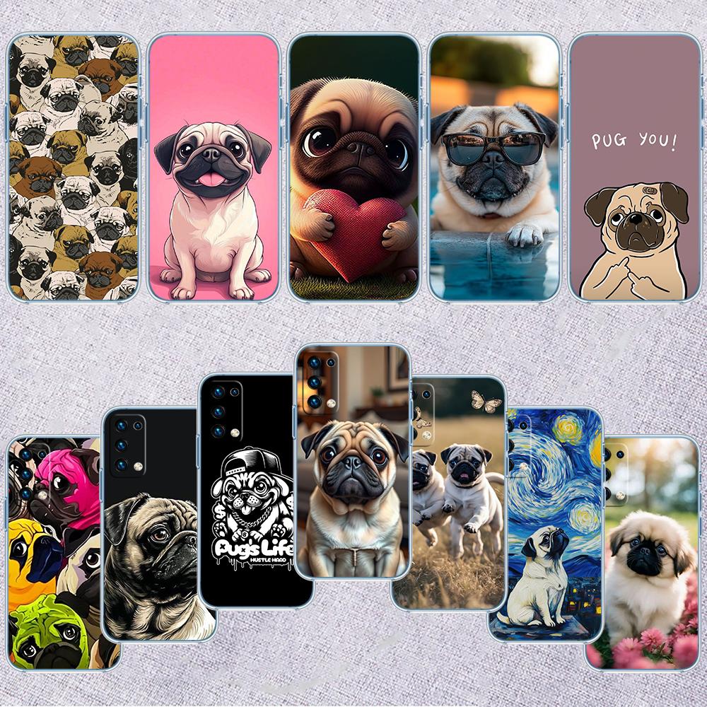 Cute Pug Dog Transparent Phone Case for LG K22 K30 K40 K40S K41 K42 K50 K50S K51 K51S K52 K61 K62 K71 K92 Q60 Q61 V40 V50 V60