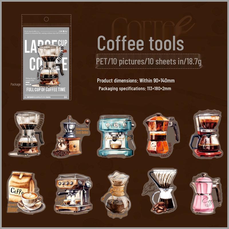 Ketchup Girl Coffee Time Series: Large PET Sticker Pack for Iced Coffee Cups – 6 Unique Designs