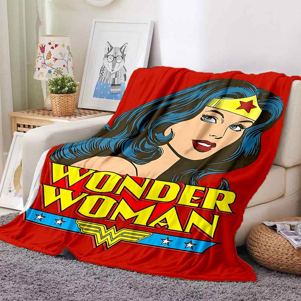 1 stuks Wonder Woman, Superhelden Deken Polyester Vezel, Comfort voor Alle Seizoenen voor Bank, Bed, Kantoor, Auto, Kamperen Ideale Huisdecoratie & Cadeau, Kantoorcomfort