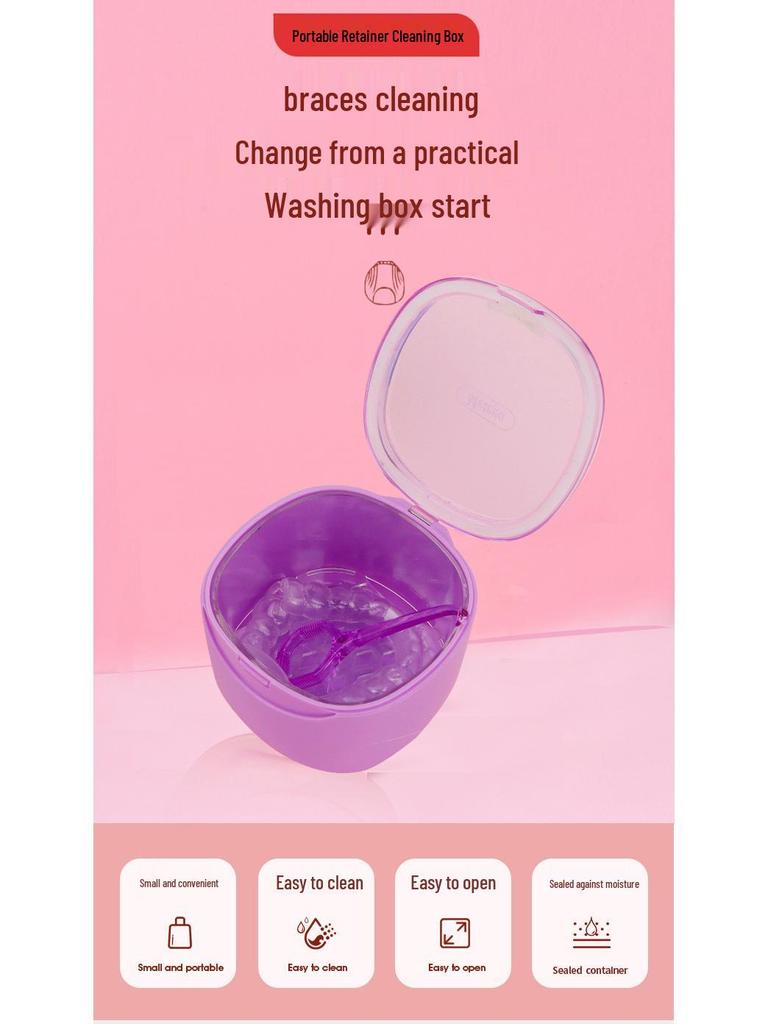 Portable Orthodontic Retainer & Denture Cleaning and Storage Box