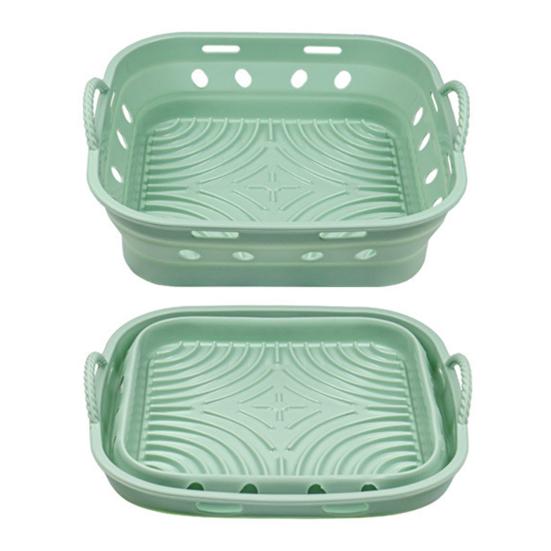 Foldable Round/Square Air Fryer Liner Basket 8.5 Inch Air Fryer Silicone Pot Reusable Baking Tray Accessories for 3.6-6.8 QT Oven Microwave