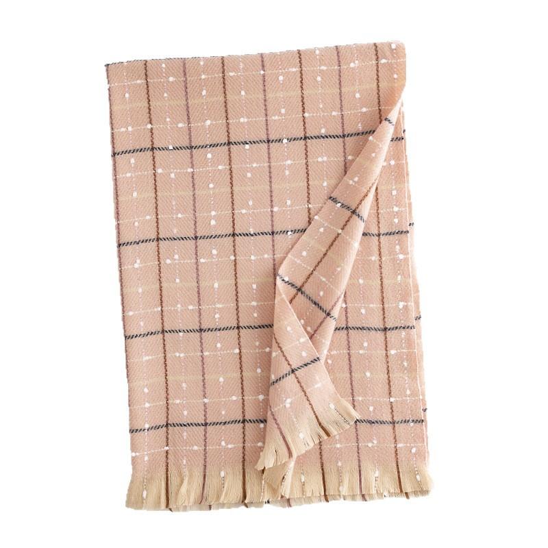Maillard Tassel Plaid Scarf Winter New Cream Commuter Neck Scarf Small Fresh Mesh Warm Shawl