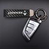 Interior Stickers Zinc Alloy Car Key Chain Ring Carbon Leather Keyring Accessories For Renault Clio QM6 Kadjar Megane Koleos Esp