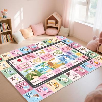 Bunte ABC 123 Teppichmatte - Kinder Lernschlafzimmer Spielzimmer Teppich Dekoration Bildung Buchstaben Tier Muster Teppich