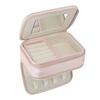 Jewelry Case Double Layer Portable Pink Necklace Hook Design Convenient Handle Travel Jewelry Box