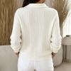 Women's Knit Cardigan with Collar for Fall Winter Layering Stylish Relaxed Open Front Sweater