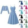 Women's  Fashionable And Casual Long-sleeved Short Cardigan Top + Belt + Strappy Dress Set