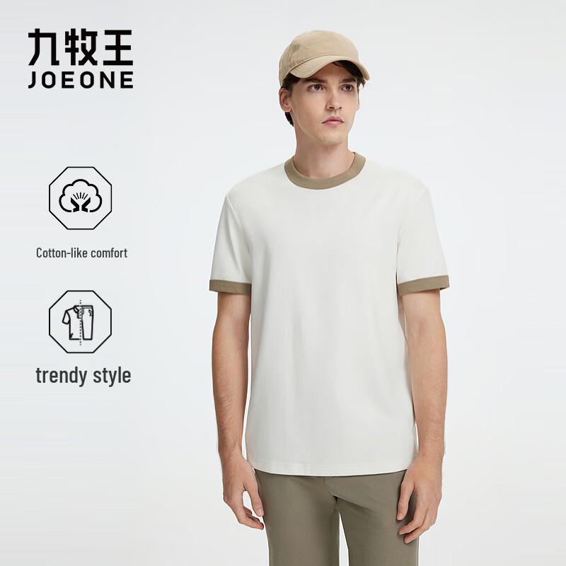 JOEONE Men s Contrast Collar Cotton Blend Short-Sleeve T-Shirt 185/104