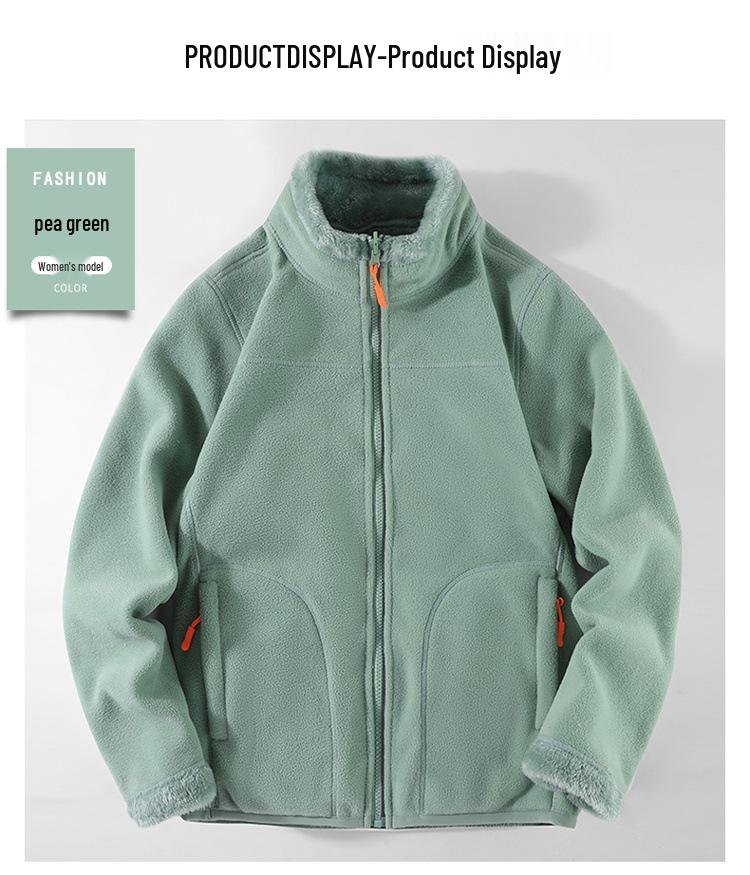 Women's Reversible Coral Fleece & Lambswool Jacket - Outdoor Warmth & Couple Style