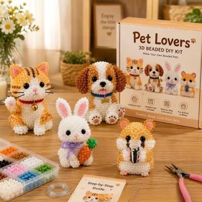 Kit de Meșteșuguri cu Animale cu Mărgele 3D Nu Necesită Experiență Set DIY cu Animale cu Mărgele pentru Începători Hobby Distractiv pentru Reducerea Stresului pentru Adulți Adolescenți