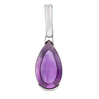 [Q9285] - Silver Pendant 'Meghan' Amethyst Silver (rhodium-plated) - 13x7 Mm