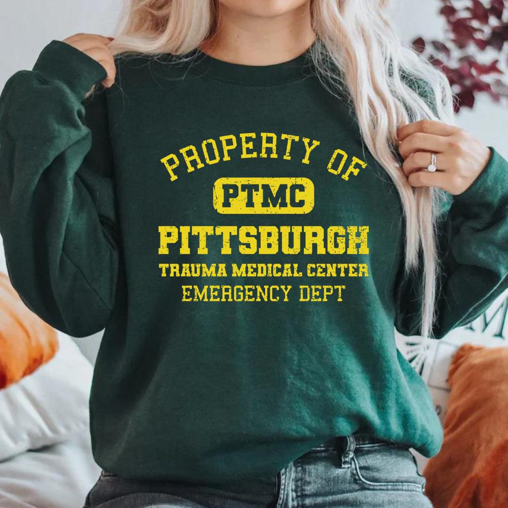 Свитшот PTMC Pittsburgh Trauma Medical Center Винтажный Унисекс Свитшоты с длинным рукавом Подарок для фанатов телешоу Худи S темно-зеленого