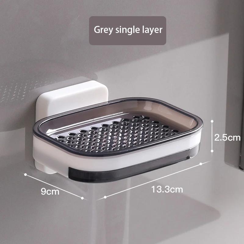 No Need for Perforated Wall Mounted Double Layer StorageDouble Layer DrainageHousehold Bathroom Storage Rack Soap Rack