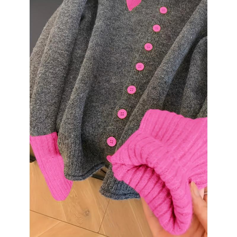 Women'S Elegant Sweater - Soft Sweater with & Grey Color Block, Chic Office To Party Outfit, Fall/Winter Layering Piece for Everyday & Formal Events