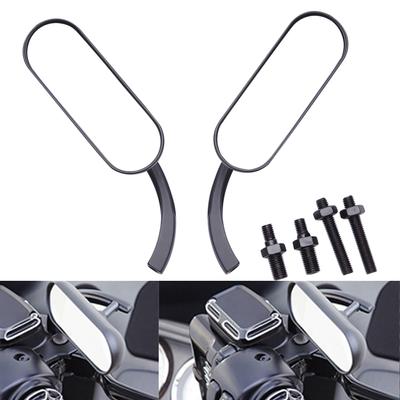 2XMotorcycle Rearview Mirror Square Oval Side Mirror For Harley Touring Electra Glide Dyna Fatboy Softail Breakout