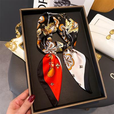 Small Square Scarf Simulation Silk Scarf Headscarf Women'S Spring Summer Scarf Printed Neck Protection Scarf Professional Scarf