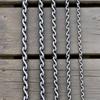 Sturdy Ribbed Chain Cowhide Handle Stainless Steel Anti-Bite Leash for Medium to Large Dogs