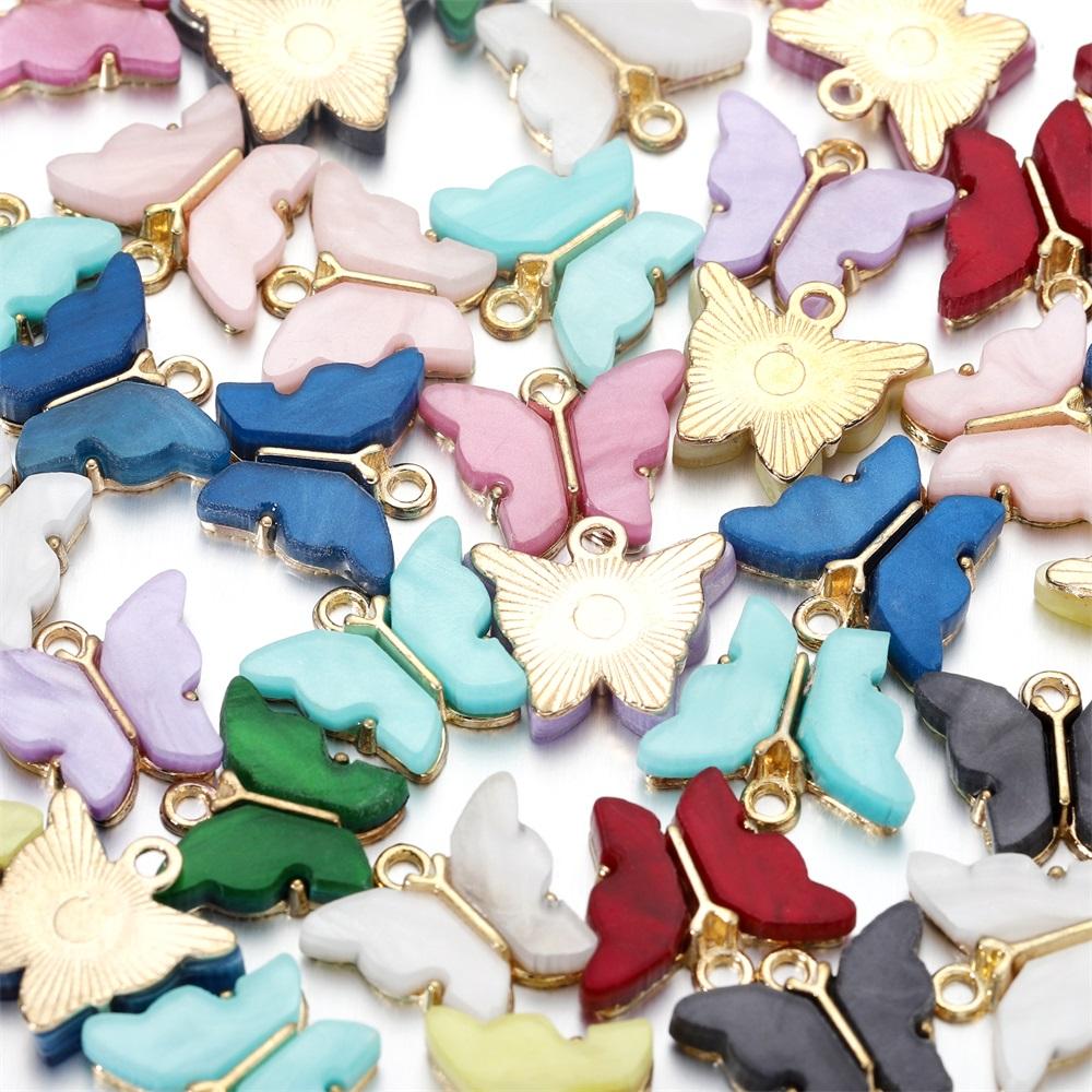 10pcs/lot Colorful Resin Butterfly Charms Pendant Enamel Metal Small Charms Necklace Bracelet For DIY Jewelry Making Accessories