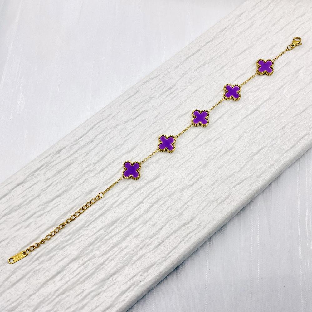 

Браслет из высококачественной нержавеющей титановой стали 13 мм в виде четырехлистного клевера для женщин, модный браслет высокого класса