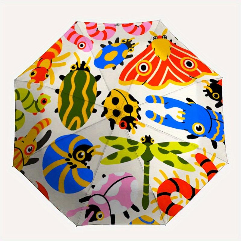 

1pc Insect Pattern Automatic Folding Umbrella, Portable & Foldable Design with 8 Ribs, Casual Outdoor Accessory yy250729145